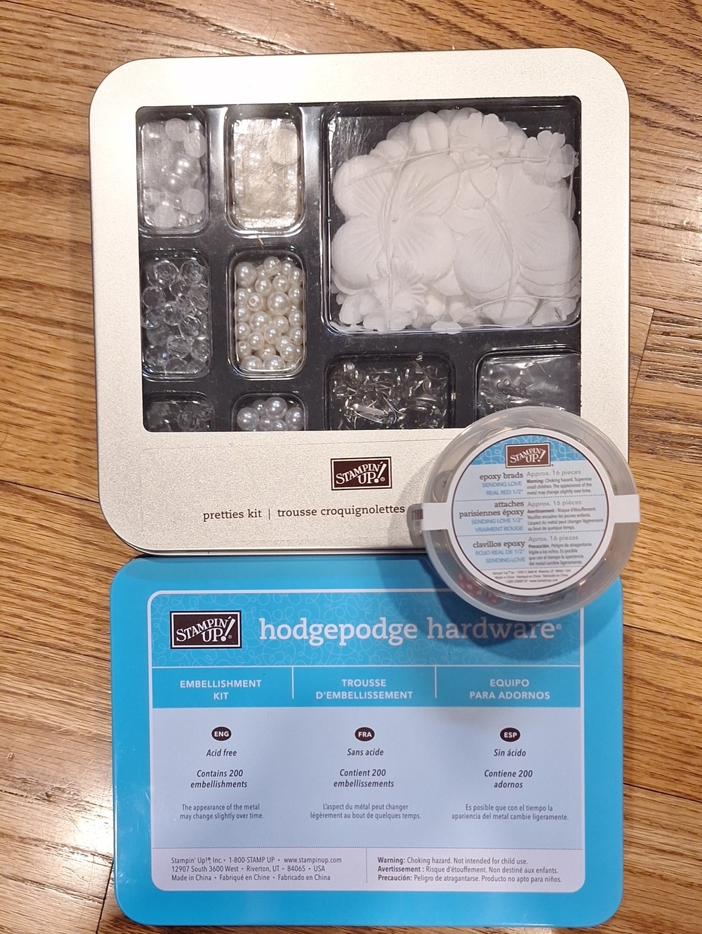 Stampin' Up! Pretties Embellishment Kit, Hodgepodge Hardware & Epoxy Brads